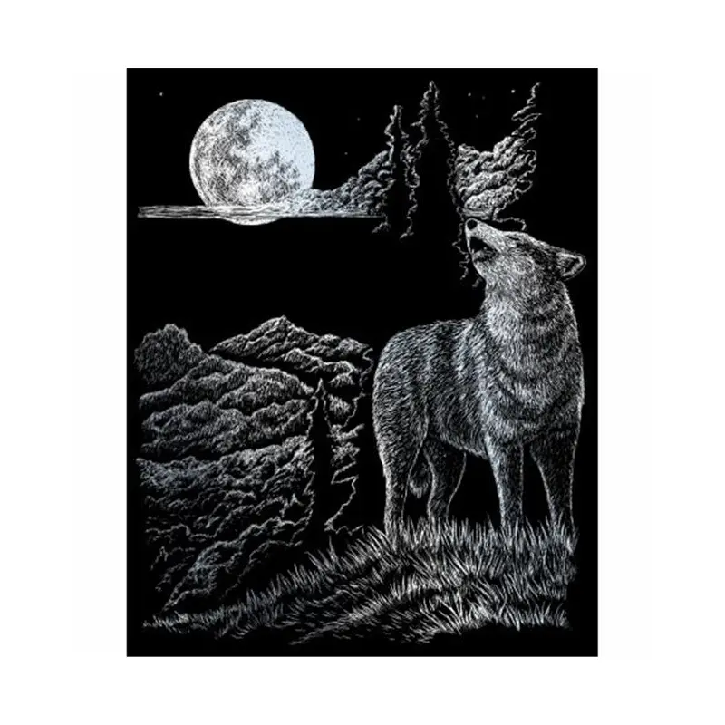 Wolf Moon Mini Silver Foil Engraving Art Kit, 5 x 7