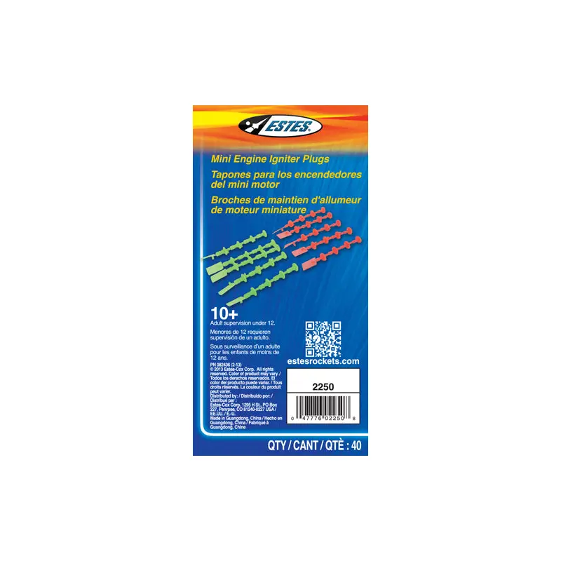 002250 - Estes Plugs For Mini Engines - 1/4A3, 1/2A3, A3, And A10 (20 Pack)