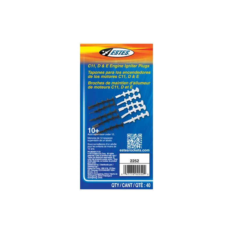 002252 - Estes Plugs For Large Engines - C11, D12, E12, E16, And F15 (20 Pack)