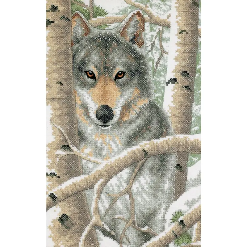 Dimensions: Wintry Wolf 9"x14" Stamped Cross Stitch Kit