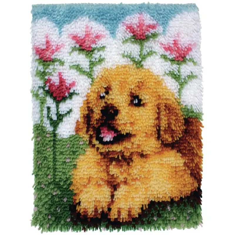 Wonderart Latch Hook Kit 15"X20" Flower Pup
