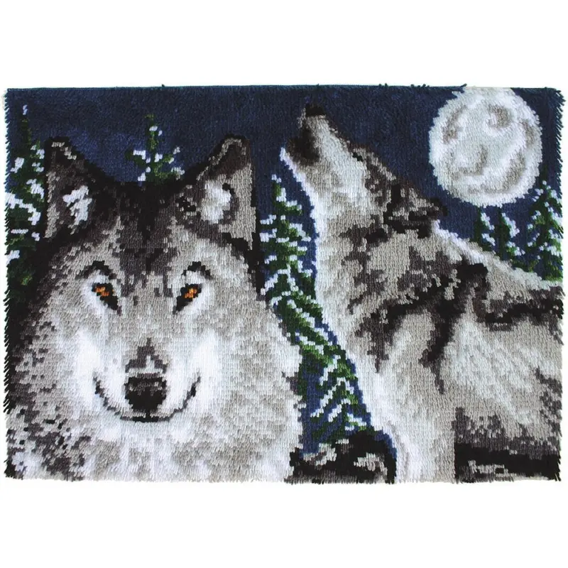 Wonderart Latch Hook Kit 27"X40" Midnight Wolves