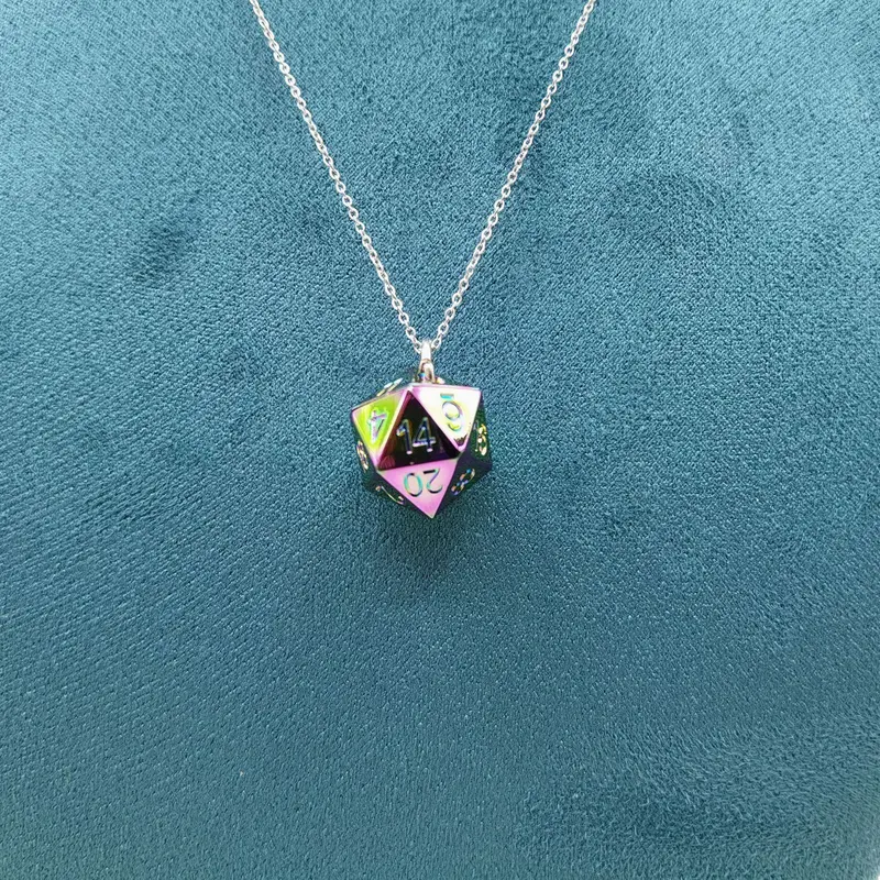 Prism Rainbow D20 Necklace with Chain