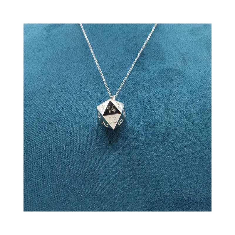 Silver D20 Necklace with Chain