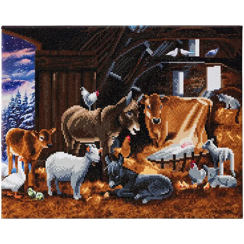 Craft Buddy Crystal Art Kit  Nativity Farm 40 x 50cm Pre-Framed 5D Art Kit