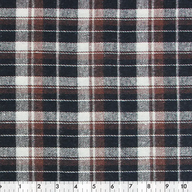 FABRIC CREATIONS 44" x 8yd Cotton Flannel Fabric Bolt - Navy & Brown Stripes Plaid