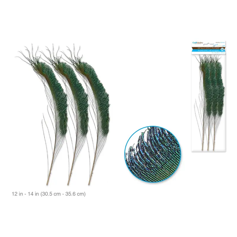 Feather Craft: 12"-14" Metallic Luster 3/pk