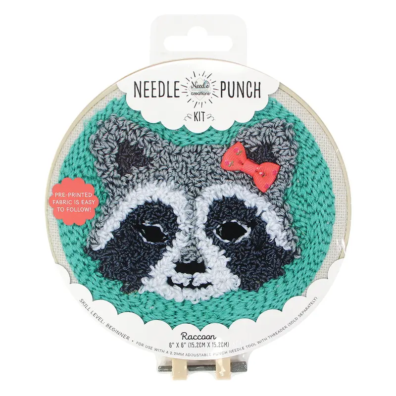 NEEDLE LICIOUS Needle Punch Kit 15.2 x 15.2 cm (6" x 6") - Raccoon