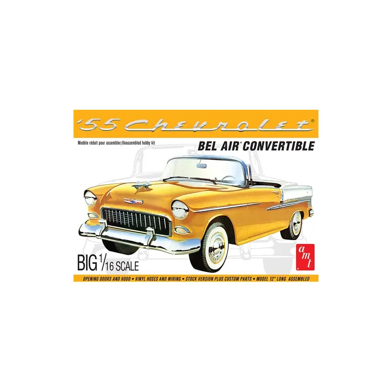 AMT 1955 CHEVY BEL AIR CONVERTIBLE 1:16 SCALE MODEL KIT