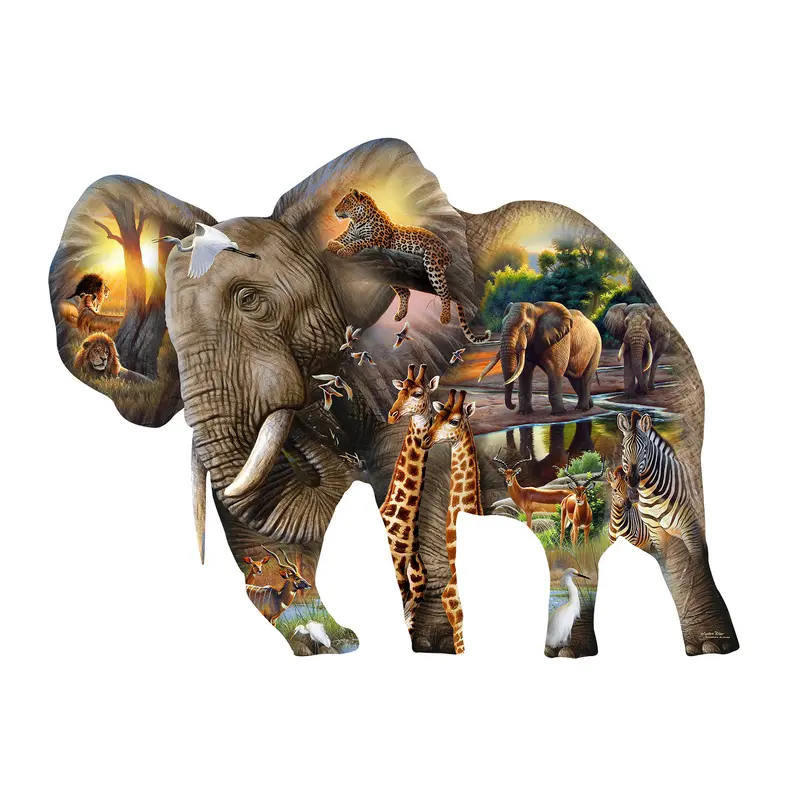 Elephant Habitat Shaped 1000pc Puzzle