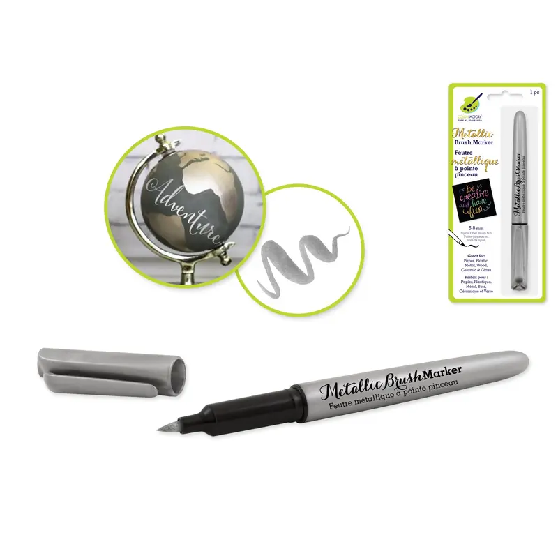 Color Factory: Metallic Brush Marker Permanent 6.8mm B) Silver