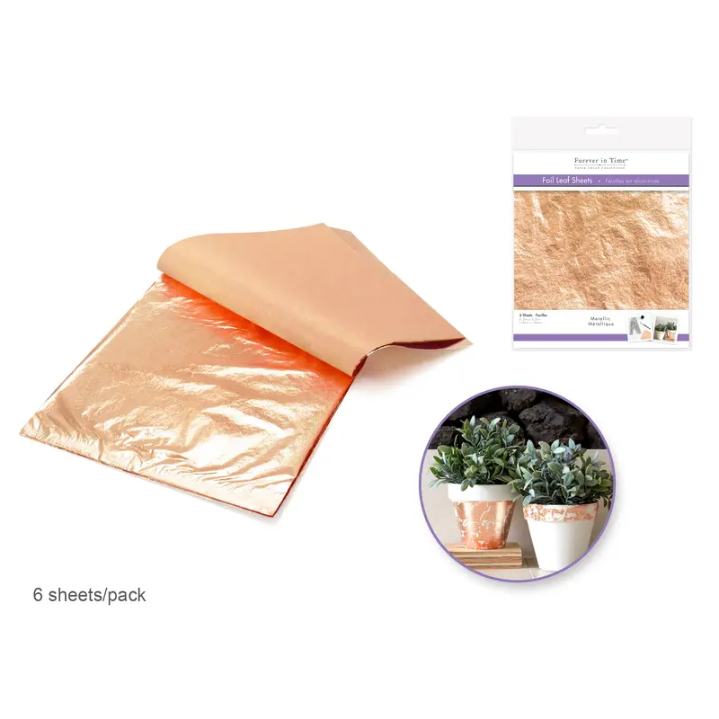 Paper Craft Embellishment: Metallic Foil Leaf Sheets x6 C) Copper