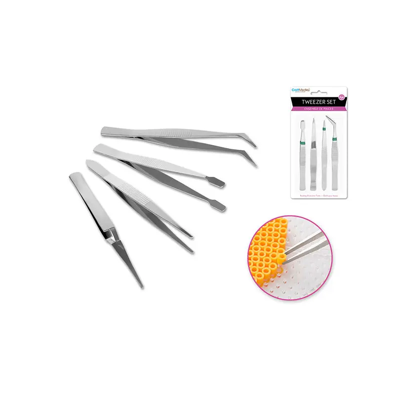 Beading/Jewelry Tool: 4pc Tweezer Set Asst
