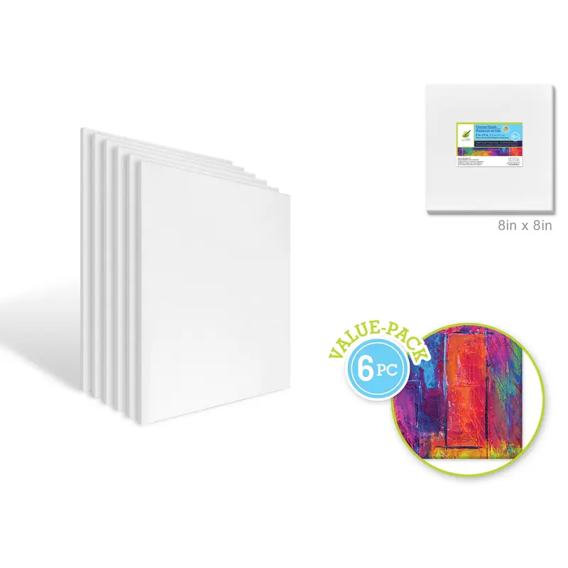 Canvas Panels Primed: 8"x8" Value-Pack 6pc Artist Quality