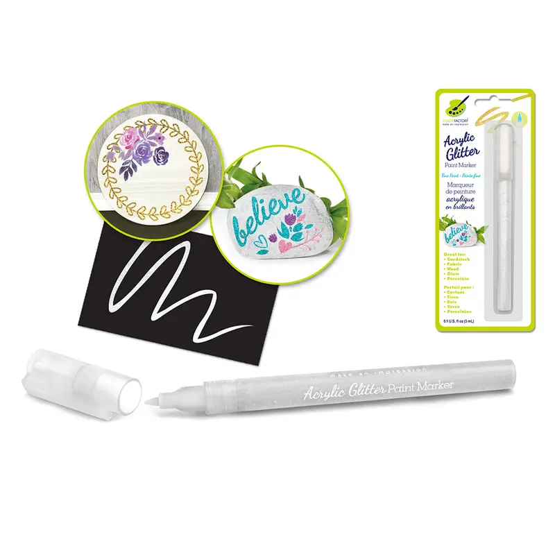 Color Factory: Acrylic Glitter Marker Fine-Liner Permanent 3ml H) White