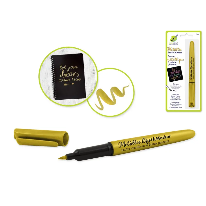 Color Factory: Metallic Brush Marker Permanent 6.8mm A) Gold