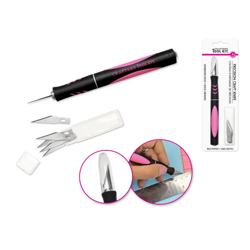 Crafter's Toolkit: Ergonomic Exact-Cut Knife w/6 blades