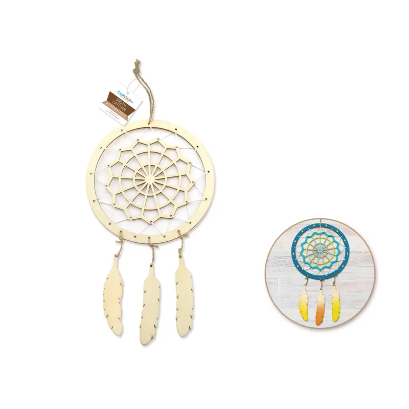 Wood Decor: 6.3"x7.9" DIY Dream Catcher w/Jute Hangers
