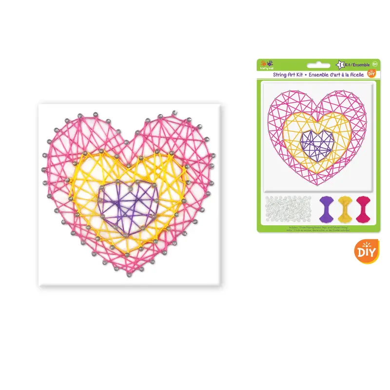 Krafty Kids Kit: DIY String-Art Kit F) Heart Medley