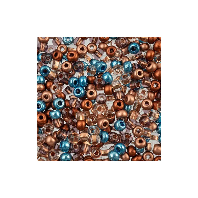 Czech Seed Beads apx 24g 6/0 Rusty & Blues Mix