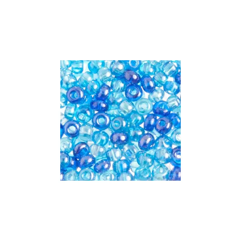 CZECH SEEDBEAD APPROX 22g VIAL 6/0 BLUE/AQUA LUSTER MIX