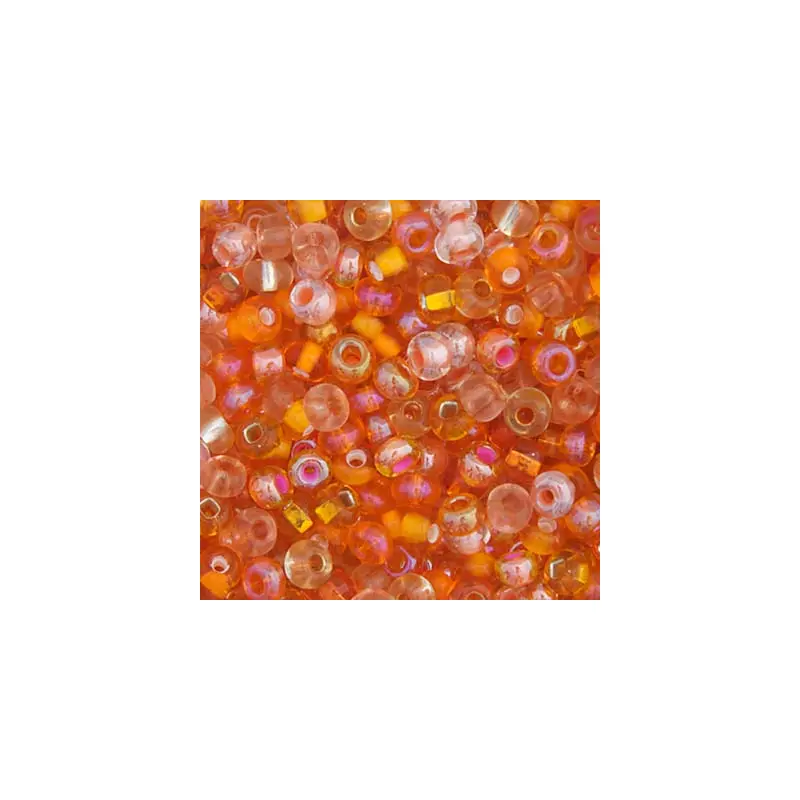 CZECH SEEDBEAD APPROX 22g VIAL 6/0 SILVERLINE ORANGE MIX