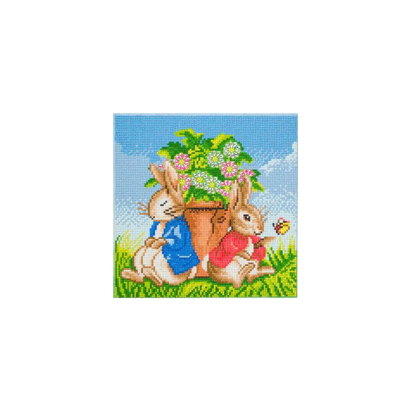 CAK-PRBT31M: Peter and Flopsy Flower Pot 30x30m Crystal Art Canvas Kit