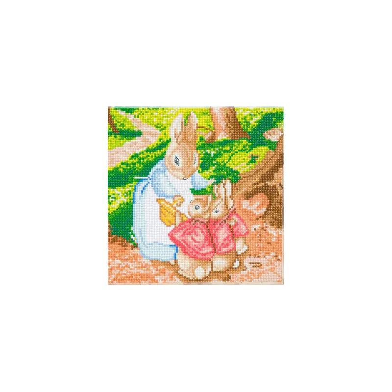CAK-PRBT32M: Mrs Josephine Rabbit & The Flopsy Bunnies 30x30m Crystal Art Canvas Kit