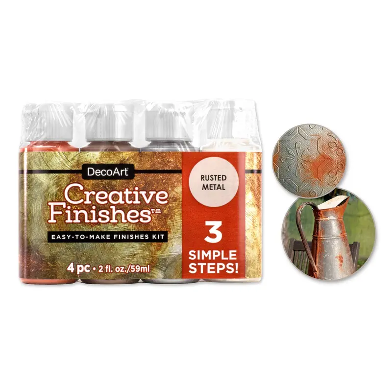 Decoart Paint: 2oz x4pc Creative Finishes Vintage 4-Step Kit