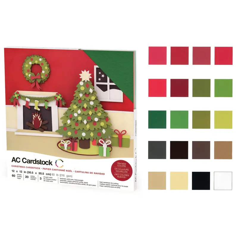 Holiday Cardstock: 12"x12" 80lb Multi-Packs Asst  A) Christmas Pack