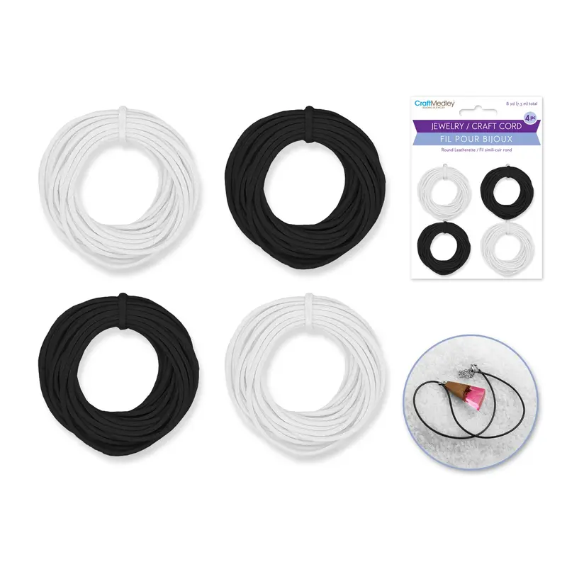 Jewelry/Craft Cord: 1mmx8yds Leatherette Round 4-col Asst D) Classic