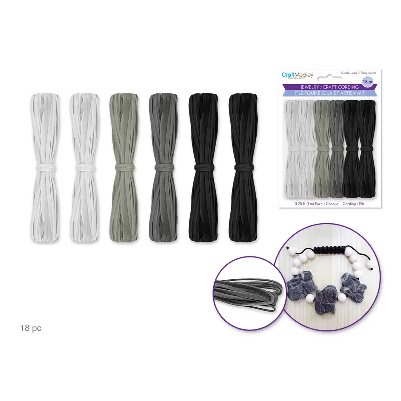 Jewelry/Craft Cord: Suede Look Asst x18m B) Classic