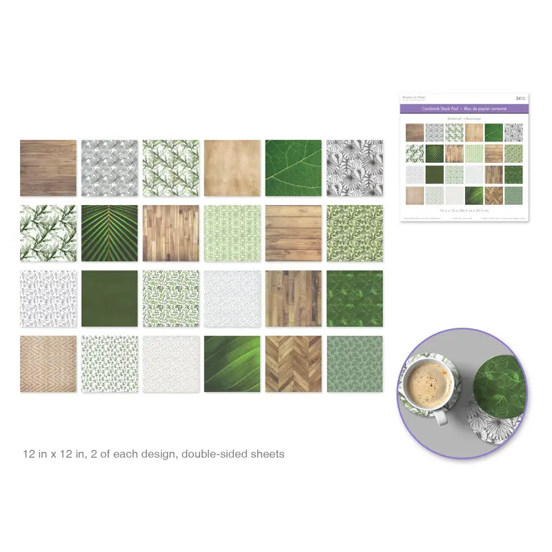 Cardstock: 12"x12" Themed Stack Pad x24 Double-Sided (24 Designs) 230GSM Botanical