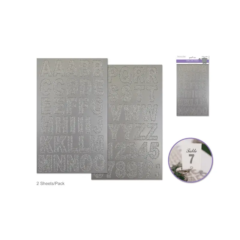 Paper Craft Stickers: 14.5cmx24cm Chipboard Glitter Letters 2sheets D) Silver