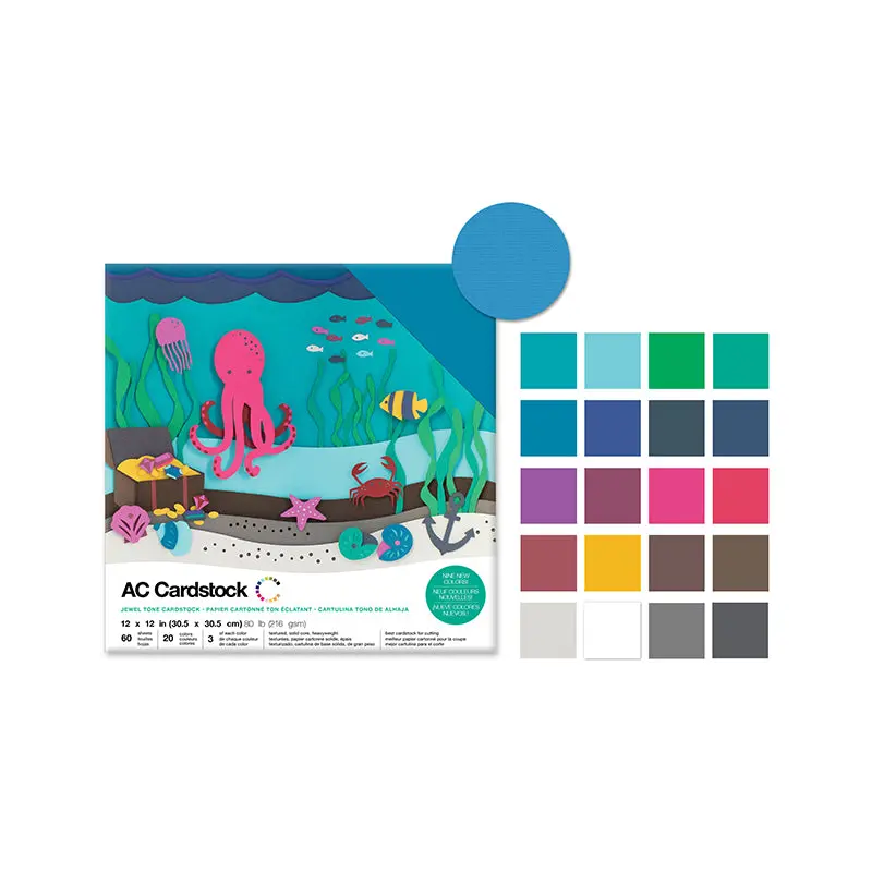 Scrapbook Cardstock: 12"x12" 80lb (216gsm) Textured  L) Jewel Tones