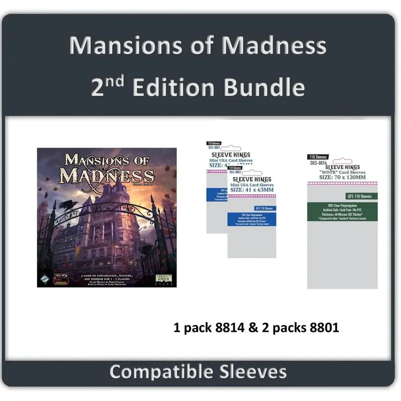 "Mansions of Madness (2nd Edition)" Compatible Sleeve Bundle (8801 X 2 + 8814 X 1)