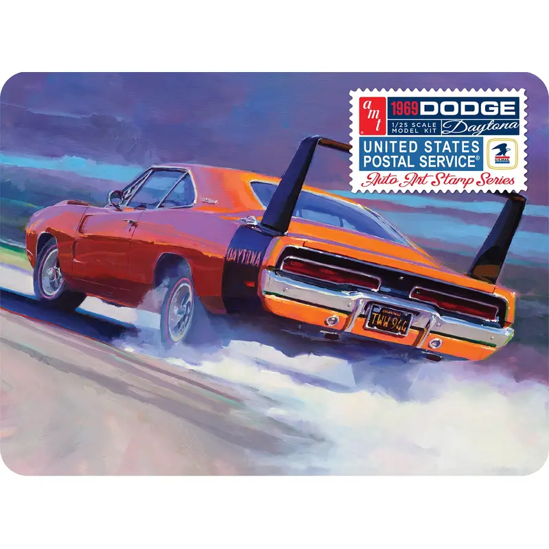 AMT 1969 DODGE CHARGER DAYTONA (USPS STAMP SERIES COLLECTOR TIN) 1:25 SCALE MODEL KIT