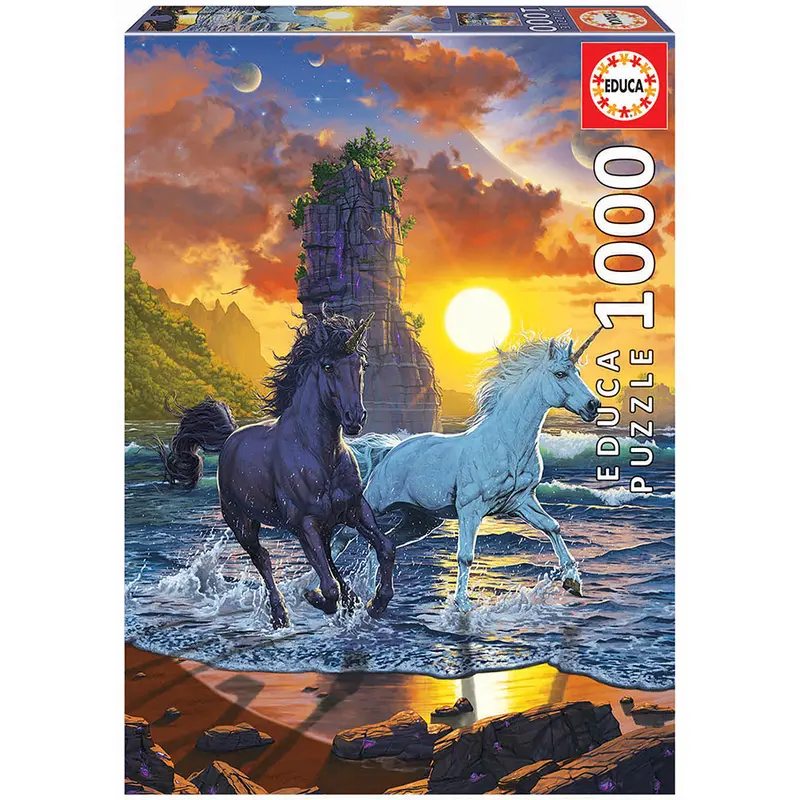 1000 pieces puzzle - Unicorns on beach, Vincent Hie