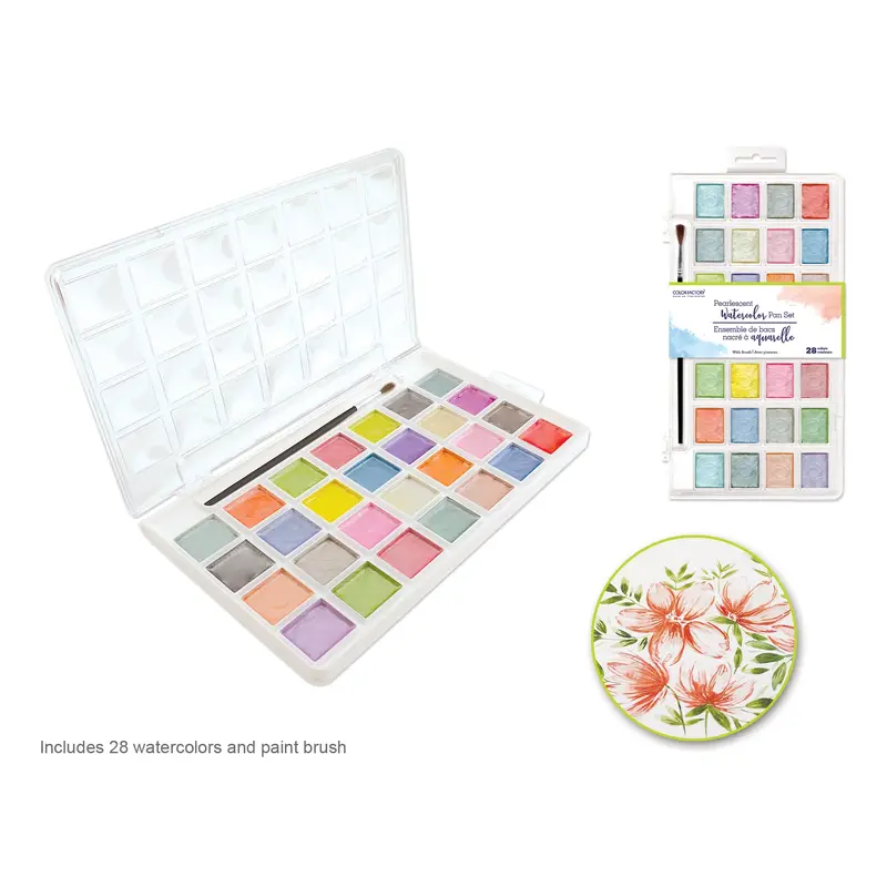Color Factory: Pearlescent Watercolor Pan Set 28pc w/Brush