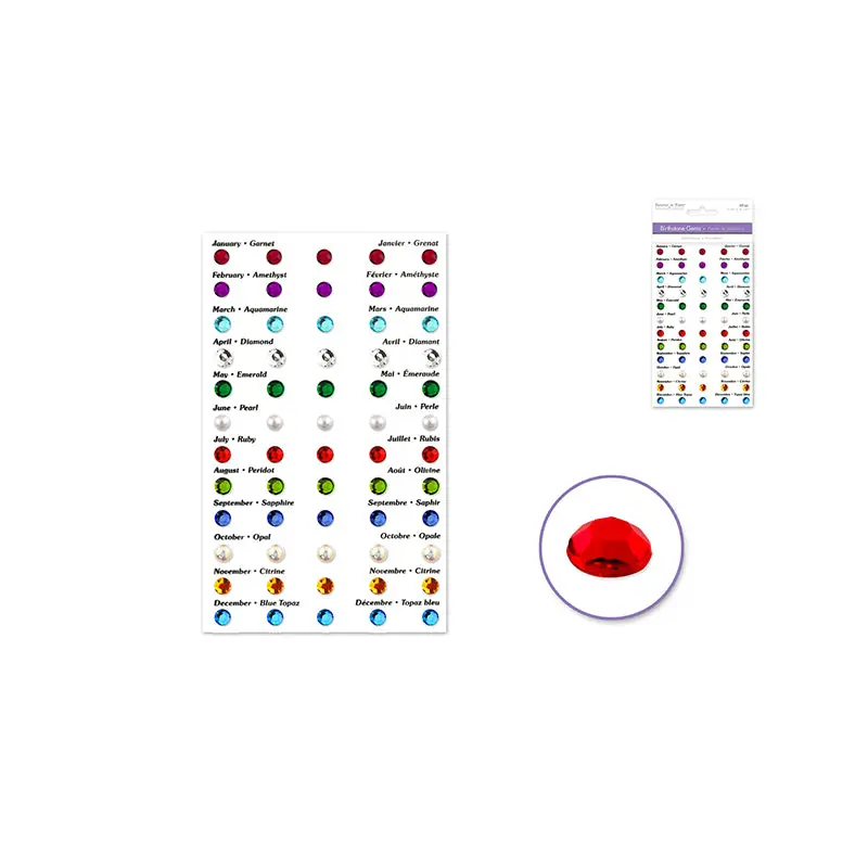 Scrapbook Emb: 6mm Birthstone Gems x60 Peel-n-Stick