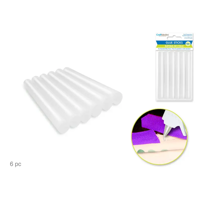 Craft Medley Glue Sticks: 4" Mini x18 Dual Temp 7mm Thick 6 pc