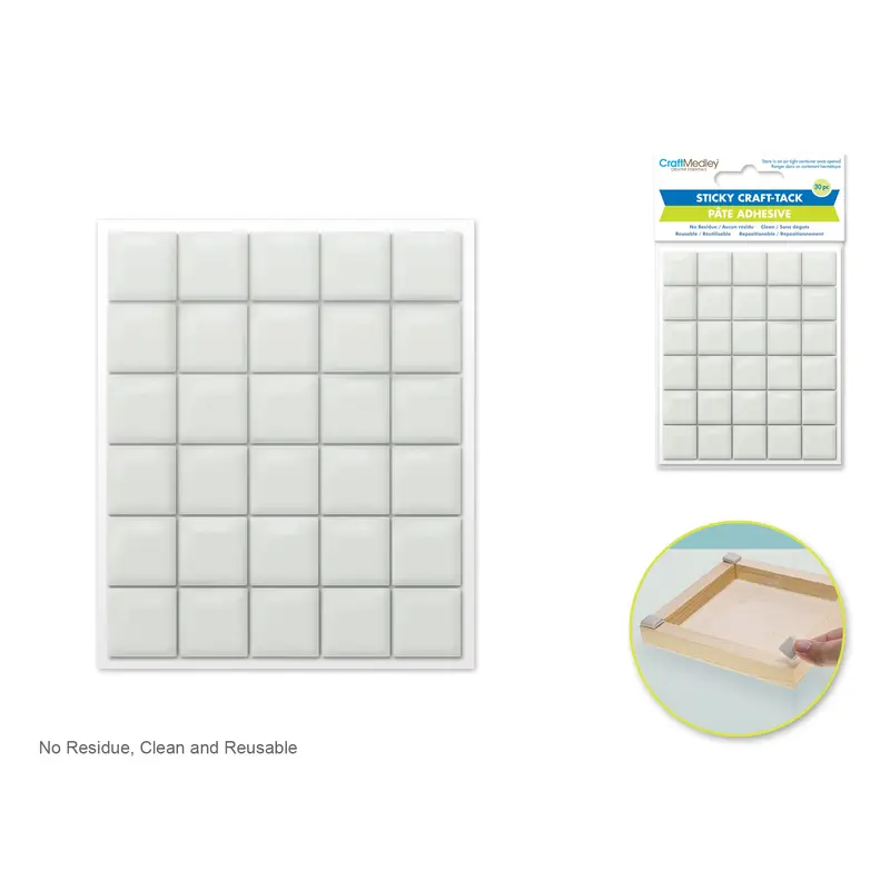 Craft Medley Adhesive: 1.5cm*1.5cm Sticky Craft-Tack Squares 30ct (6 by 5)