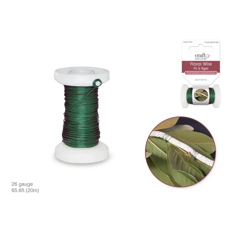 Floral Spool Wire: 26g Green 20m (0.45mm)