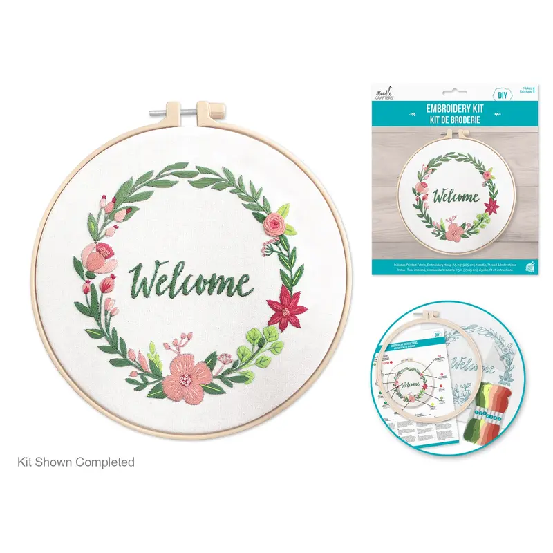 Needlecrafters Kit: DIY Embroidery Cross-Stitch Kit w/Needle