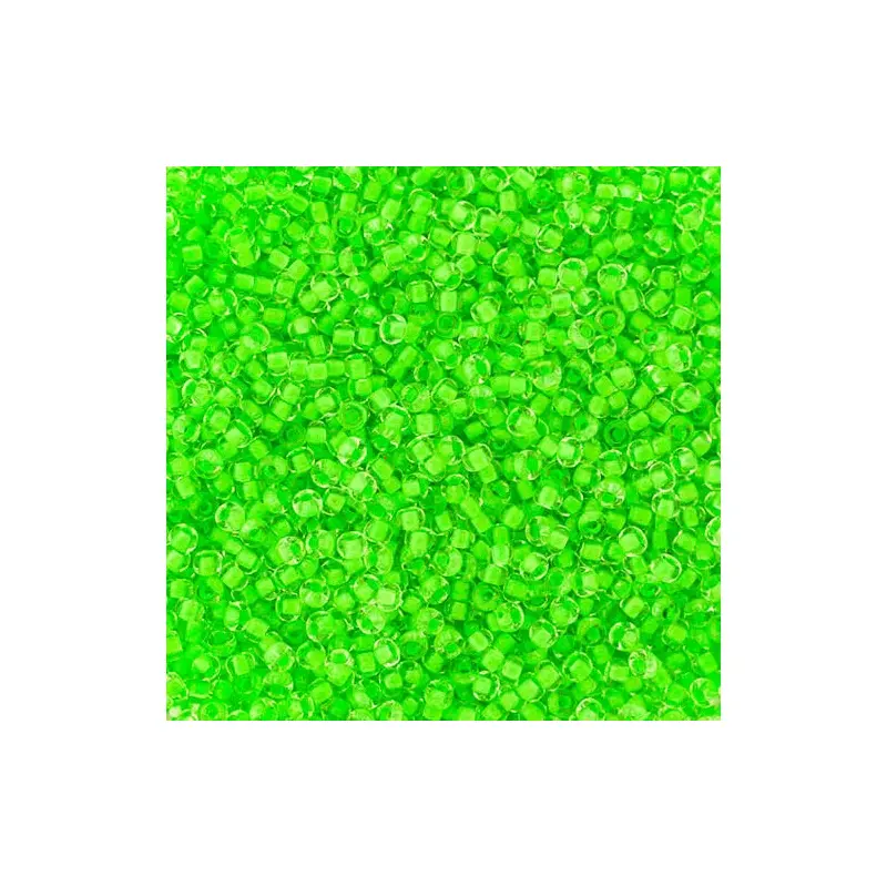 CZECH SEED BEAD APX 22G VIAL 10/0 CRYSTAL C/L NEON GREEN