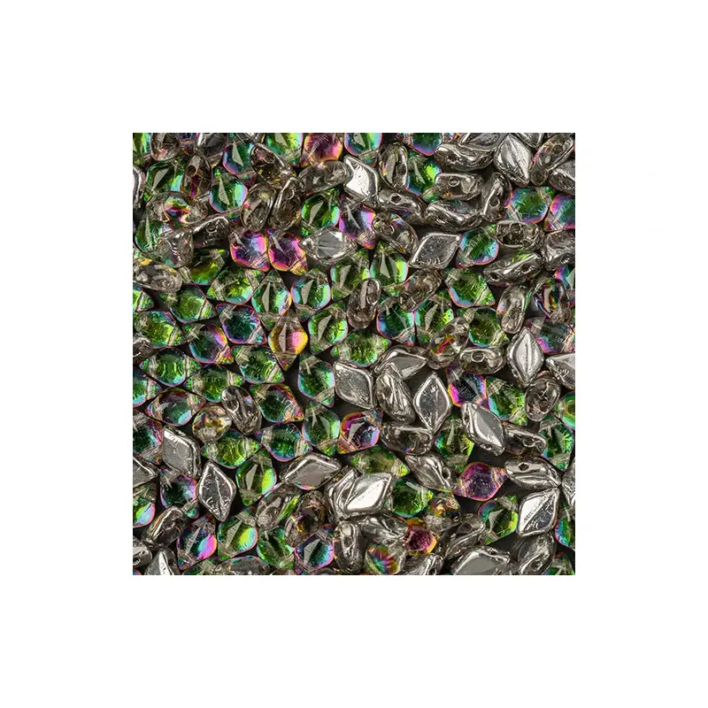 MATUBO CZECH GEMDUO 2-HOLE APX. 13G VIAL CRYSTAL/ BACKLIT VITRAIL GREEN