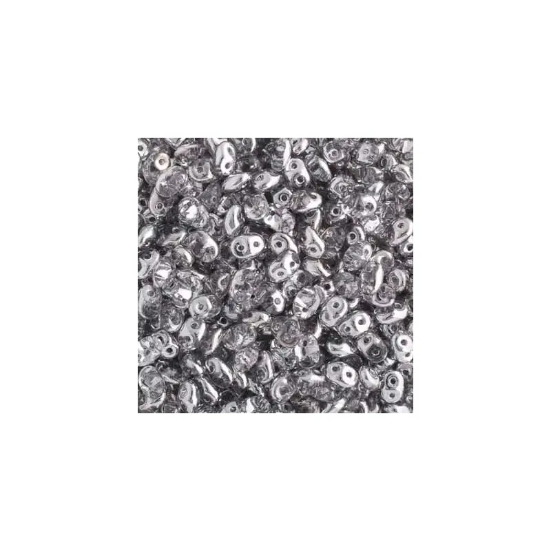 MATUBO CZECH SUPERDUO 2-HOLE APX 22G VIAL CRYSTAL/ LABRADOR