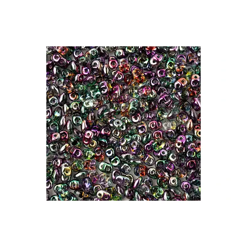 MATUBO CZECH SUPERDUO 2-HOLE APX 22G VIAL CRYSTAL/ MAREA PEACOCK GOLD