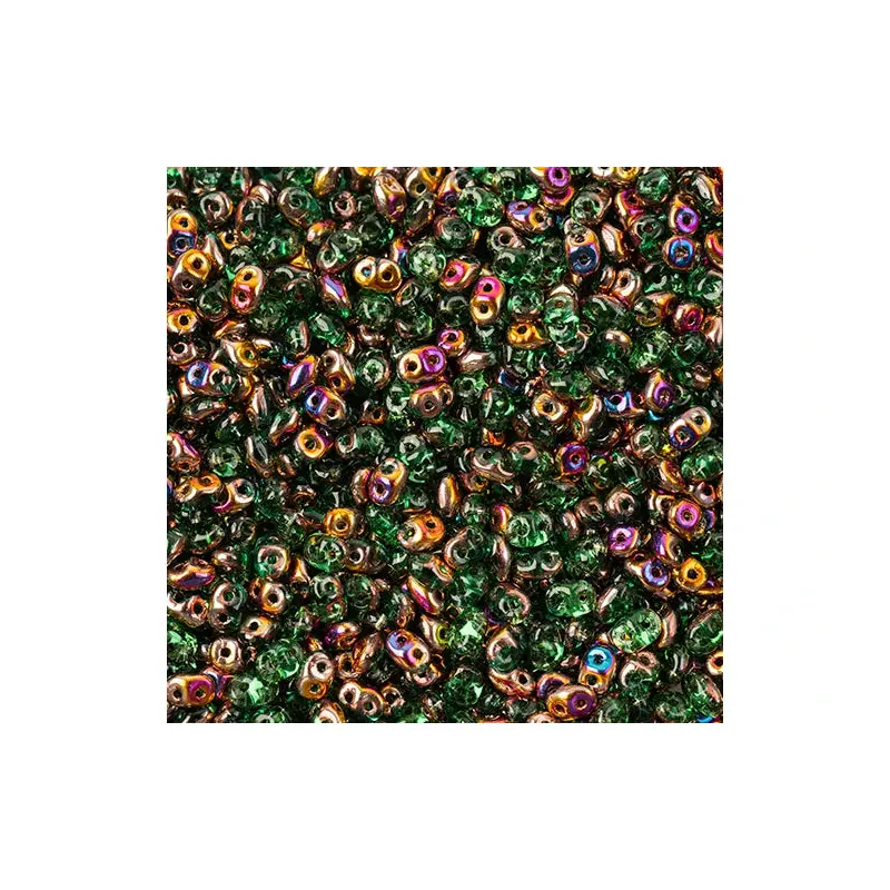 MATUBO CZECH SUPERDUO 2-HOLE APX 22G VIAL EMERALD/ SLIPERIT