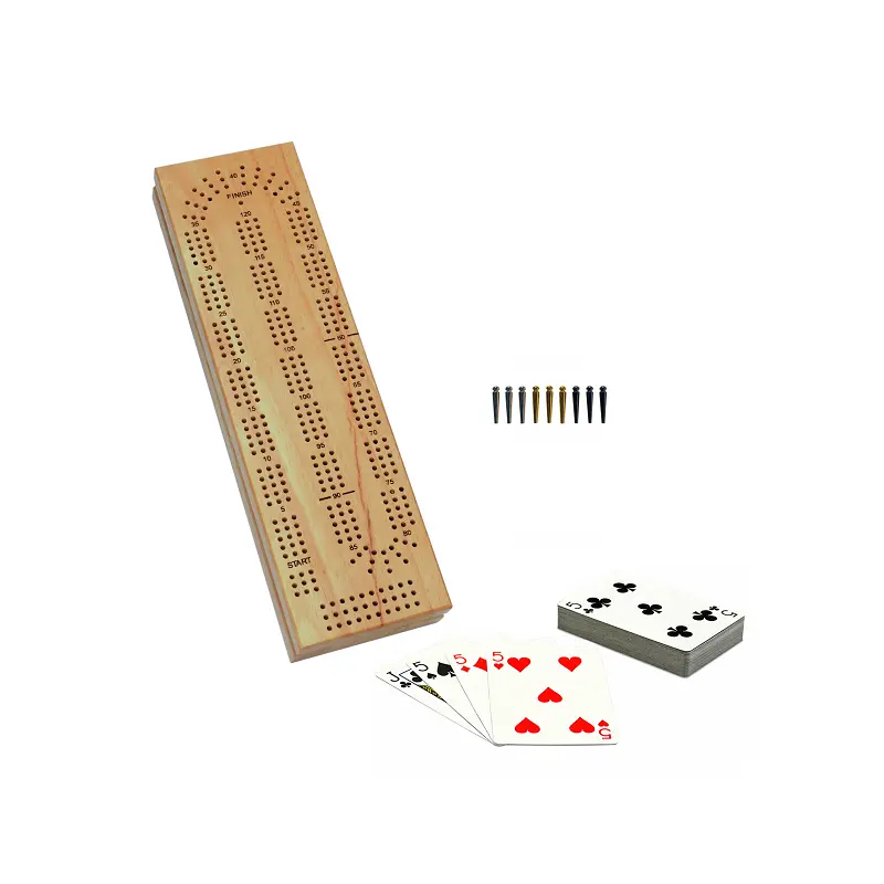 CRIBBAGE, 3-TRACK, WOOD W/STORAGE